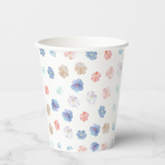 Soft Pastel Wildflowers Pattern Paper Cups