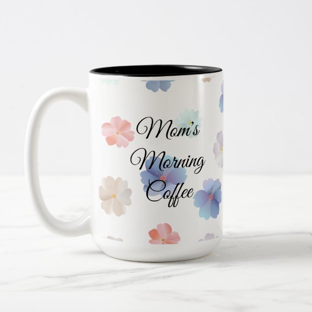 Soft Pastel Wildflowers Pattern Two-Tone Coffee Mug (Left)