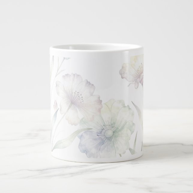 Soft Pastel Wildflowers Watercolor Grace Large Coffee Mug (Front)