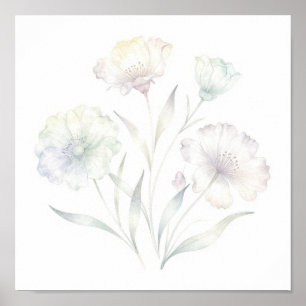 Soft Pastel Wildflowers Watercolor Grace Poster