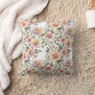 Soft Pastel Windflower Sprays Cushion