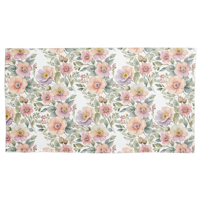 Soft Pastel Windflower Sprays Pillowcase (Front)