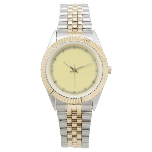 Soft pastel yellow accent decor ready to customise watch (Front)