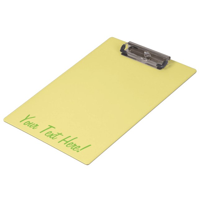 Soft pastel yellow decor ready to customise clipboard (Angled)