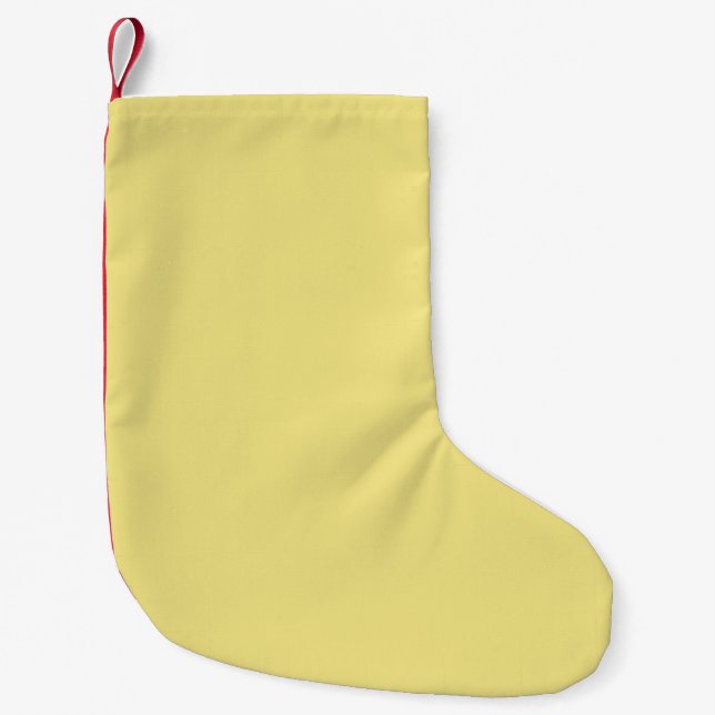Soft pastel yellow decor ready to customise small christmas stocking (Front)