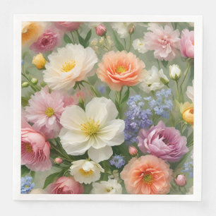 Soft Pastels Floral Print Napkin