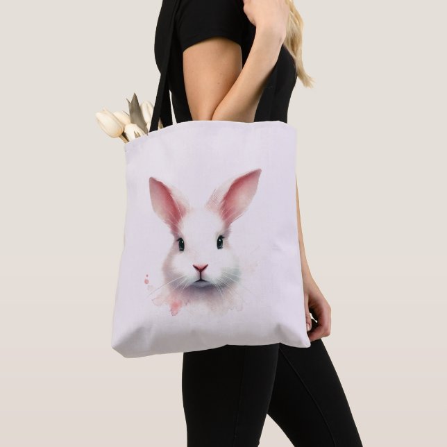 Soft Pastels: Pink Bunny Tote Bag (Close Up)