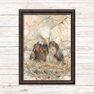 Soft Patriotic Bald Eagle Nest Painted Look Poster