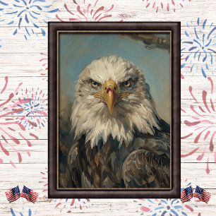 Soft Patriotic Bald Eagle Portrait Art Poster