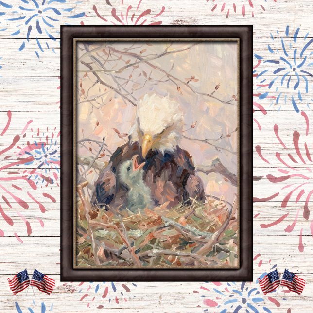 Soft Patriotic Eagle and Eaglet Art Poster (Creator Uploaded)