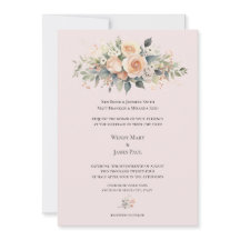 Soft Peach Blossom Formal Wedding Invitation