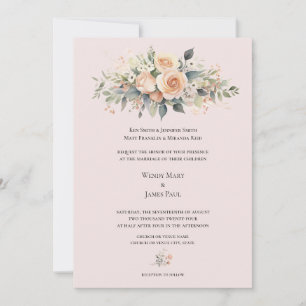 Soft Peach Blossom Formal Wedding Invitation