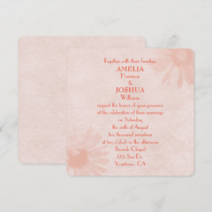 Soft Peach Daisy Wedding Invitation