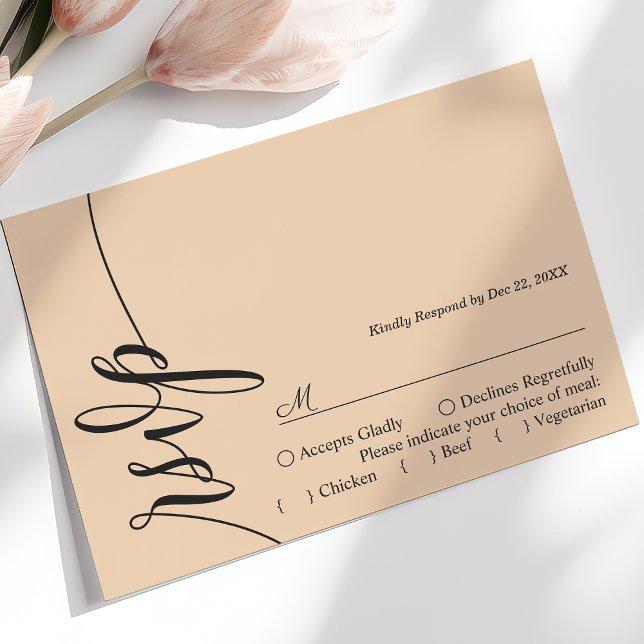 Soft Peach Elegant Calligraphy Wedding RSVP Card (Creator Uploaded)