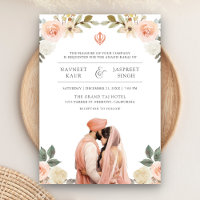 Soft Peach Floral Anand Karaj Indian Sikh Wedding