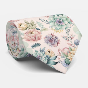 SOFT PEACH FLORAL BOTANICAL MENS TIE