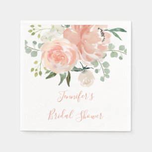 Soft Peach Floral Bridal Shower Napkin