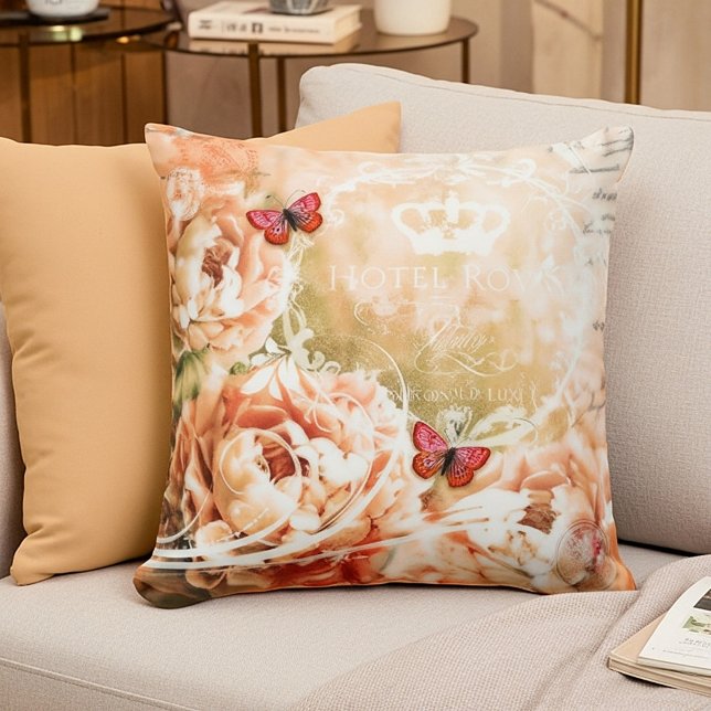 Soft peach floral cushion (Creator Uploaded)