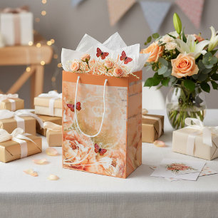 Soft peach floral medium gift bag