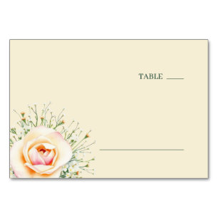 Soft Peach Floral Minimalist Table Number