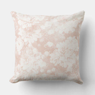 Soft Peach Floral Reversible Designer Pillow