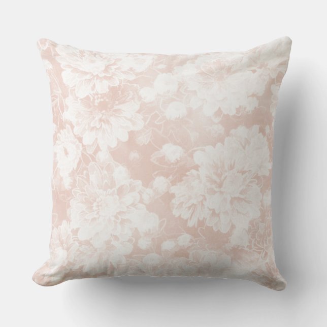 Soft Peach Floral Reversible Designer Pillow (Front)