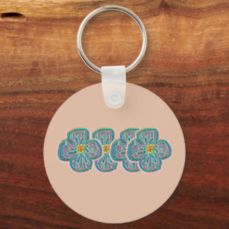 Soft Peach Floral Round Aluminium Keychain