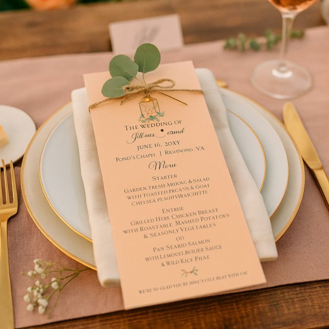 Soft Peach Garden Wedding  Menu (Creator Uploaded)