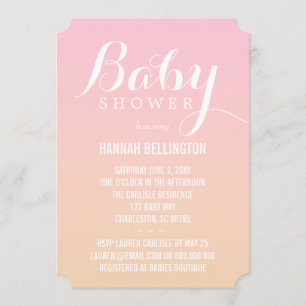 Soft Peach & Pink Baby Invitation
