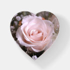 Soft Peach Rose Heart-Shaped Paperweight