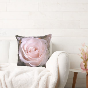 Soft Peach Rose Throw Pillow