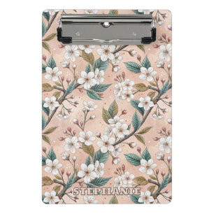 Soft Peach Sakura Branch Botanical Pattern Mini Clipboard