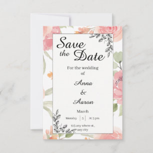 Soft Peach Spring Garden Wedding Save the Date