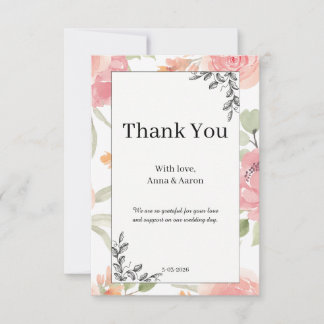 Soft Peach Spring Garden Wedding Thank You Card