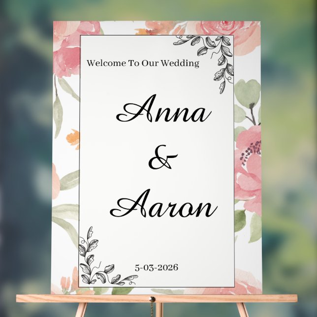 Soft Peach Spring Garden Wedding Welcome Sign (Neutral)