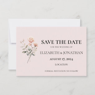 Soft Peach Wedding Invitation Save the Date Card