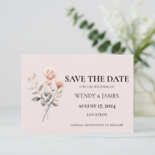 Soft Peach Wedding Invitation Save the Date Card