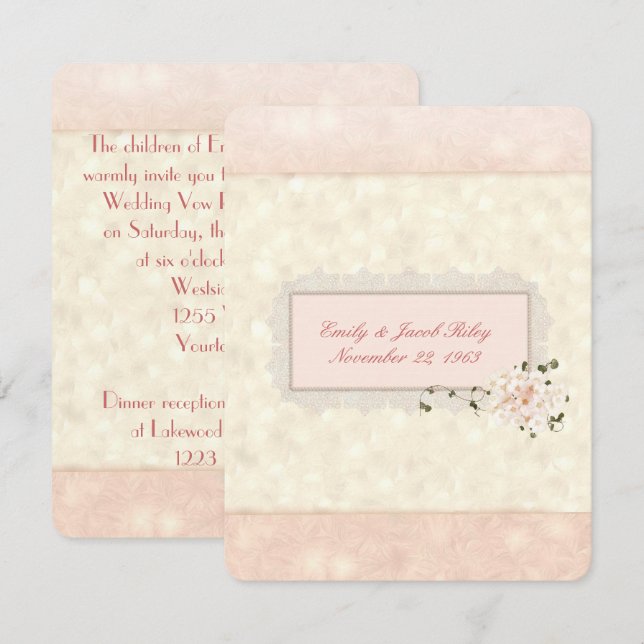 Soft Peach Wedding Vow Renewal Invitation (Front/Back)
