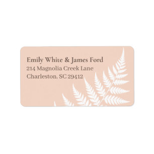 Soft Peach White Fern Couple Address Label