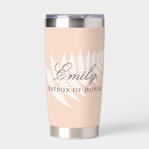 Soft Peach White Fern Pastel Matron of Honour Insulated Tumbler