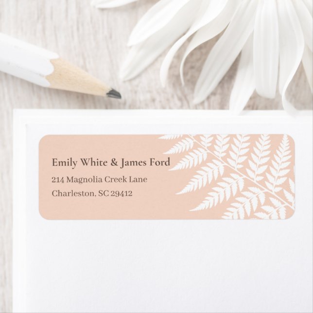 Soft Peach White Fern Return Address (Insitu)