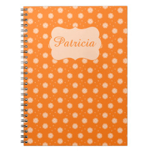 Soft Peachy Beige Flowers on Orange Background Notebook