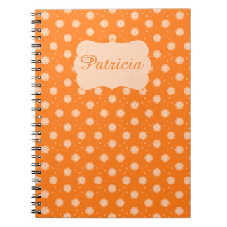 Soft Peachy Beige Flowers on Orange Background Notebook