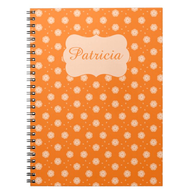 Soft Peachy Beige Flowers on Orange Background Notebook (Front)