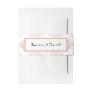 Soft Peachy Blush Damask Invitation Belly Band