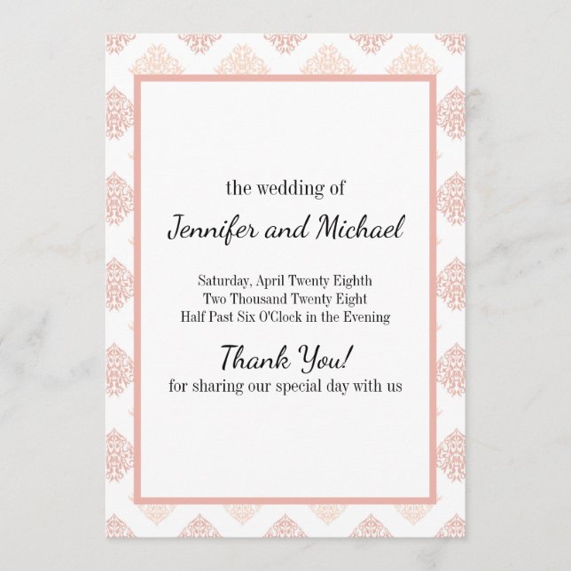 Soft Peachy Blush Damask Programme (Front)