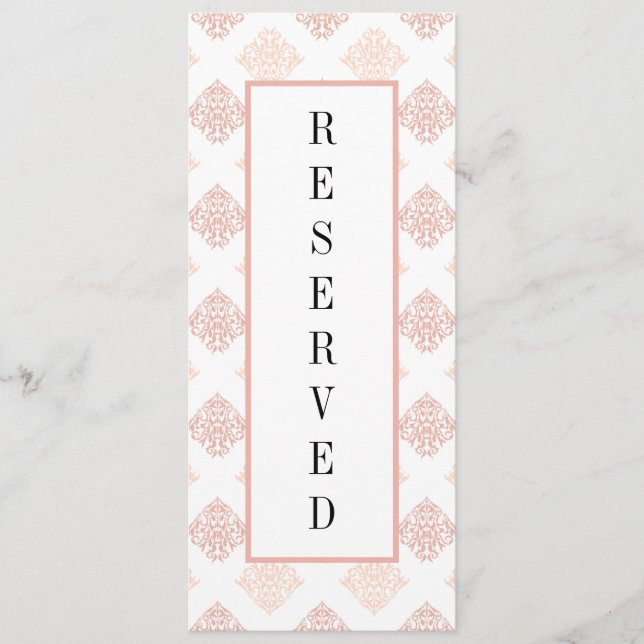 Soft Peachy Blush Damask Reserved Chair Menu (Front)