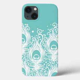 Soft peacock feathers iPhone 13 case
