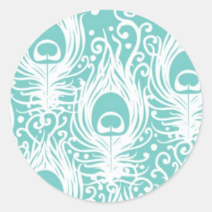 Soft peacock feathers classic round sticker
