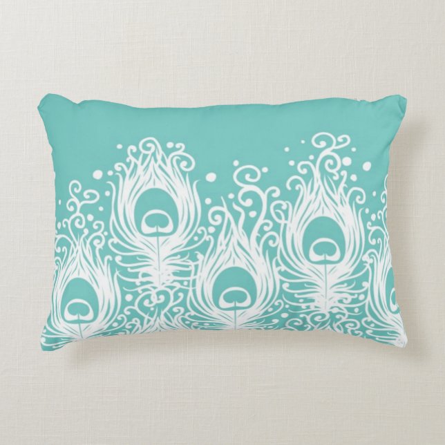 Soft peacock feathers decorative cushion (Front)